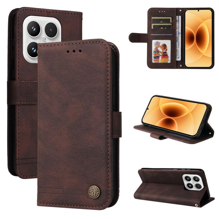 Funda de cuero para teléfono con botones de metal y diseño de árbol de la vida Skin Feel, For Xiaomi 17 Max 5G, For Xiaomi 17T Pro 5G, For Xiaomi 17T 5G, For Xiaomi 17 Ultra, For Xiaomi 17 Pro Max, For Xiaomi 17 Pro, For Xiaomi 17                      ...
