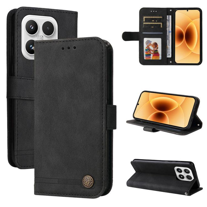 Funda de cuero para teléfono con botones de metal y diseño de árbol de la vida Skin Feel, For Xiaomi 17 Max 5G, For Xiaomi 17T Pro 5G, For Xiaomi 17T 5G, For Xiaomi 17 Ultra, For Xiaomi 17 Pro Max, For Xiaomi 17 Pro, For Xiaomi 17                      ...