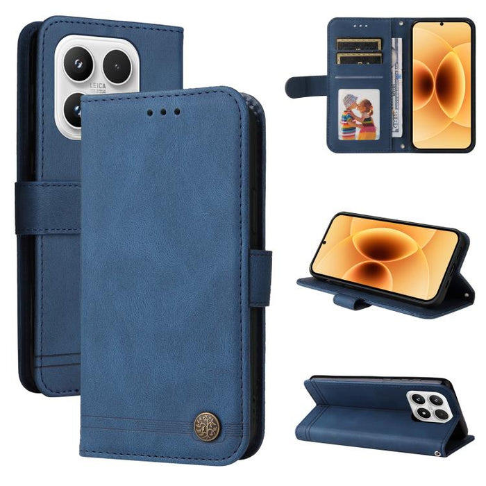 Funda de cuero para teléfono con botones de metal y diseño de árbol de la vida Skin Feel, For Xiaomi 17 Max 5G, For Xiaomi 17T Pro 5G, For Xiaomi 17T 5G, For Xiaomi 17 Ultra, For Xiaomi 17 Pro Max, For Xiaomi 17 Pro, For Xiaomi 17                      ...