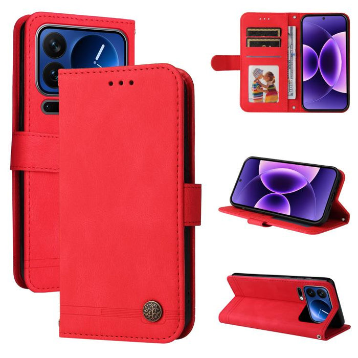 Funda de cuero para teléfono con botones de metal y diseño de árbol de la vida Skin Feel, For Xiaomi 17 Max 5G, For Xiaomi 17T Pro 5G, For Xiaomi 17T 5G, For Xiaomi 17 Ultra, For Xiaomi 17 Pro Max, For Xiaomi 17 Pro, For Xiaomi 17                      ...