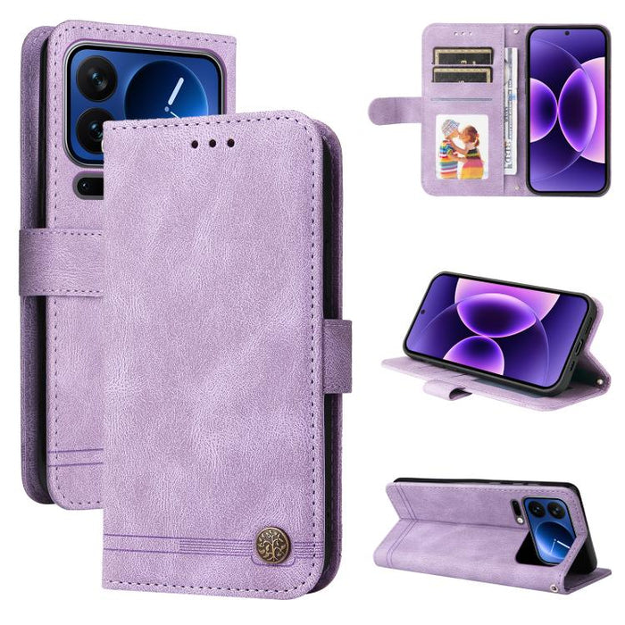 Funda de cuero para teléfono con botones de metal y diseño de árbol de la vida Skin Feel, For Xiaomi 17 Max 5G, For Xiaomi 17T Pro 5G, For Xiaomi 17T 5G, For Xiaomi 17 Ultra, For Xiaomi 17 Pro Max, For Xiaomi 17 Pro, For Xiaomi 17                      ...