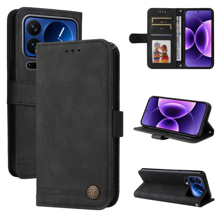Funda de cuero para teléfono con botones de metal y diseño de árbol de la vida Skin Feel, For Xiaomi 17 Max 5G, For Xiaomi 17T Pro 5G, For Xiaomi 17T 5G, For Xiaomi 17 Ultra, For Xiaomi 17 Pro Max, For Xiaomi 17 Pro, For Xiaomi 17                      ...