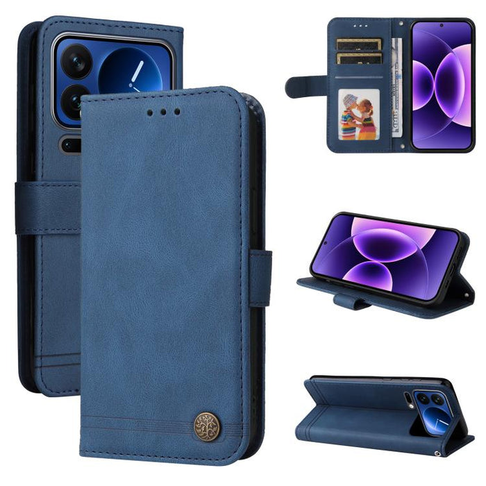 Funda de cuero para teléfono con botones de metal y diseño de árbol de la vida Skin Feel, For Xiaomi 17 Max 5G, For Xiaomi 17T Pro 5G, For Xiaomi 17T 5G, For Xiaomi 17 Ultra, For Xiaomi 17 Pro Max, For Xiaomi 17 Pro, For Xiaomi 17                      ...