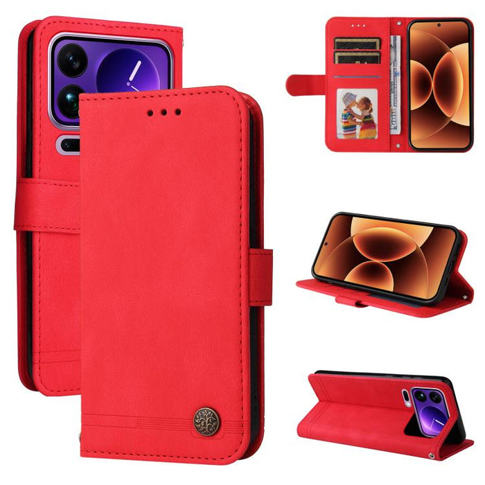 Funda de cuero para teléfono con botones de metal y diseño de árbol de la vida Skin Feel, For Xiaomi 17 Max 5G, For Xiaomi 17T Pro 5G, For Xiaomi 17T 5G, For Xiaomi 17 Ultra, For Xiaomi 17 Pro Max, For Xiaomi 17 Pro, For Xiaomi 17                      ...