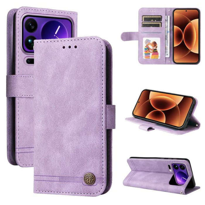 Funda de cuero para teléfono con botones de metal y diseño de árbol de la vida Skin Feel, For Xiaomi 17 Max 5G, For Xiaomi 17T Pro 5G, For Xiaomi 17T 5G, For Xiaomi 17 Ultra, For Xiaomi 17 Pro Max, For Xiaomi 17 Pro, For Xiaomi 17                      ...