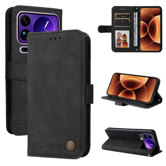 Funda de cuero para teléfono con botones de metal y diseño de árbol de la vida Skin Feel, For Xiaomi 17 Max 5G, For Xiaomi 17T Pro 5G, For Xiaomi 17T 5G, For Xiaomi 17 Ultra, For Xiaomi 17 Pro Max, For Xiaomi 17 Pro, For Xiaomi 17                      ...