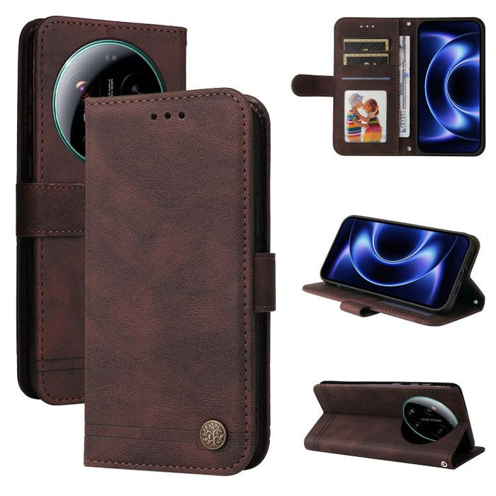 Funda de cuero para teléfono con botones de metal y diseño de árbol de la vida Skin Feel, For Xiaomi 17 Max 5G, For Xiaomi 17T Pro 5G, For Xiaomi 17T 5G, For Xiaomi 17 Ultra, For Xiaomi 17 Pro Max, For Xiaomi 17 Pro, For Xiaomi 17                      ...