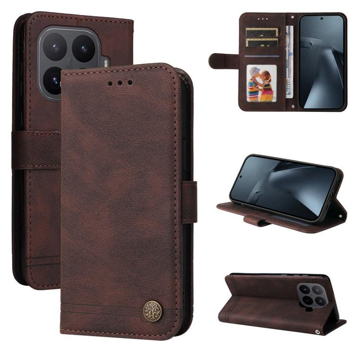 Funda de cuero para teléfono con botones de metal y diseño de árbol de la vida Skin Feel, For Xiaomi 17 Max 5G, For Xiaomi 17T Pro 5G, For Xiaomi 17T 5G, For Xiaomi 17 Ultra, For Xiaomi 17 Pro Max, For Xiaomi 17 Pro, For Xiaomi 17                      ...