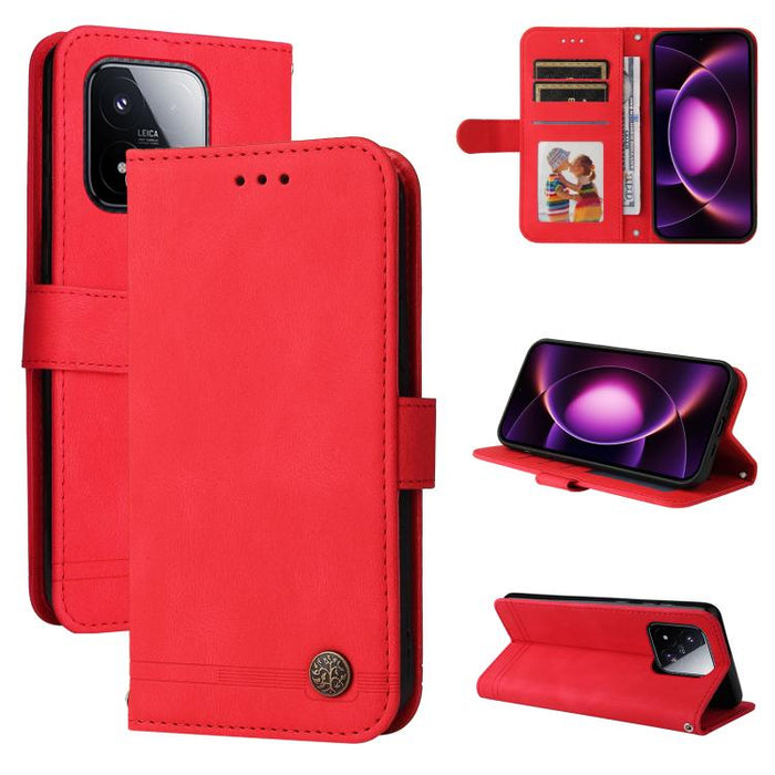 Funda de cuero para teléfono con botones de metal y diseño de árbol de la vida Skin Feel, For Xiaomi 17 Max 5G, For Xiaomi 17T Pro 5G, For Xiaomi 17T 5G, For Xiaomi 17 Ultra, For Xiaomi 17 Pro Max, For Xiaomi 17 Pro, For Xiaomi 17                      ...
