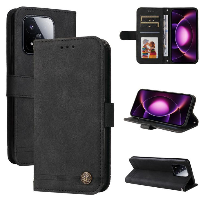 Funda de cuero para teléfono con botones de metal y diseño de árbol de la vida Skin Feel, For Xiaomi 17 Max 5G, For Xiaomi 17T Pro 5G, For Xiaomi 17T 5G, For Xiaomi 17 Ultra, For Xiaomi 17 Pro Max, For Xiaomi 17 Pro, For Xiaomi 17                      ...