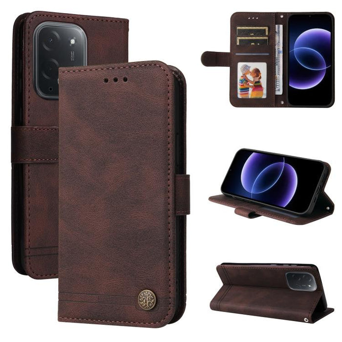 Funda de cuero para teléfono con botones de metal y diseño de árbol de la vida Skin Feel, For Xiaomi 17 Max 5G, For Xiaomi 17T Pro 5G, For Xiaomi 17T 5G, For Xiaomi 17 Ultra, For Xiaomi 17 Pro Max, For Xiaomi 17 Pro, For Xiaomi 17                      ...