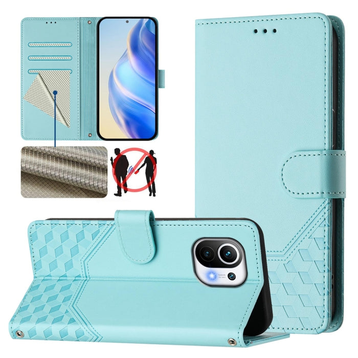 Funda de cuero para teléfono con RFID y estampado en panal, For Xiaomi Poco C40 / Redmi 10C, For Xiaomi Civi 1S, For Xiaomi Poco M4 Pro 4G, For Xiaomi Poco X4 Pro 5G, For Xiaomi Mi 11 Lite / Mi 11 Lite 5G NE, For Xiaomi 11T / 11T Pro                   ...