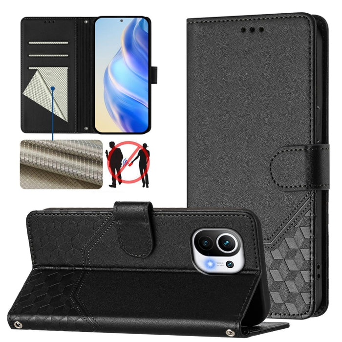 Funda de cuero para teléfono con RFID y estampado en panal, For Xiaomi Poco C40 / Redmi 10C, For Xiaomi Civi 1S, For Xiaomi Poco M4 Pro 4G, For Xiaomi Poco X4 Pro 5G, For Xiaomi Mi 11 Lite / Mi 11 Lite 5G NE, For Xiaomi 11T / 11T Pro                   ...