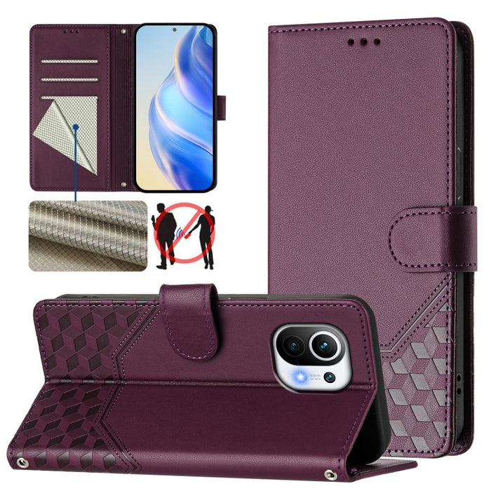 Funda de cuero para teléfono con RFID y estampado en panal, For Xiaomi Poco C40 / Redmi 10C, For Xiaomi Civi 1S, For Xiaomi Poco M4 Pro 4G, For Xiaomi Poco X4 Pro 5G, For Xiaomi Mi 11 Lite / Mi 11 Lite 5G NE, For Xiaomi 11T / 11T Pro                   ...