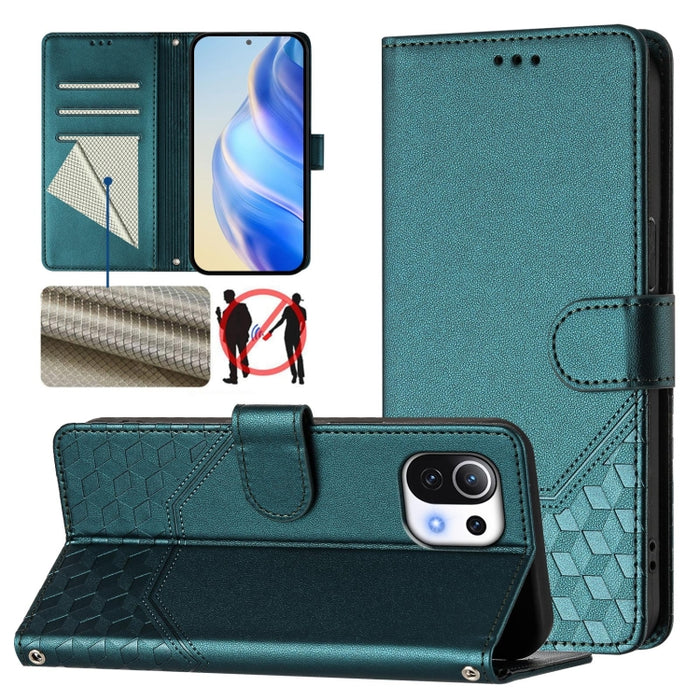 Funda de cuero para teléfono con RFID y estampado en panal, For Xiaomi Poco C40 / Redmi 10C, For Xiaomi Civi 1S, For Xiaomi Poco M4 Pro 4G, For Xiaomi Poco X4 Pro 5G, For Xiaomi Mi 11 Lite / Mi 11 Lite 5G NE, For Xiaomi 11T / 11T Pro                   ...