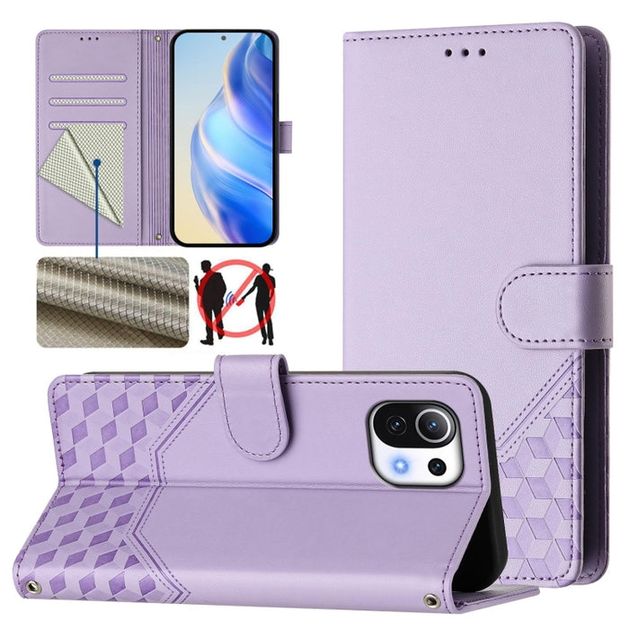 Funda de cuero para teléfono con RFID y estampado en panal, For Xiaomi Poco C40 / Redmi 10C, For Xiaomi Civi 1S, For Xiaomi Poco M4 Pro 4G, For Xiaomi Poco X4 Pro 5G, For Xiaomi Mi 11 Lite / Mi 11 Lite 5G NE, For Xiaomi 11T / 11T Pro                   ...