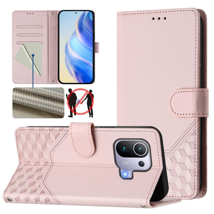 Funda de cuero para teléfono con RFID y estampado en panal, For Xiaomi Poco C40 / Redmi 10C, For Xiaomi Civi 1S, For Xiaomi Poco M4 Pro 4G, For Xiaomi Poco X4 Pro 5G, For Xiaomi Mi 11 Lite / Mi 11 Lite 5G NE, For Xiaomi 11T / 11T Pro                   ...