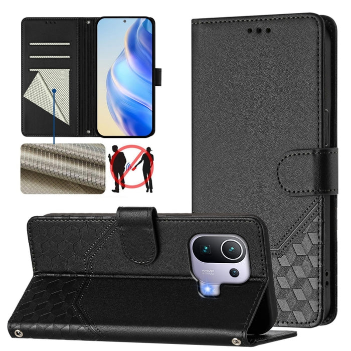 Funda de cuero para teléfono con RFID y estampado en panal, For Xiaomi Poco C40 / Redmi 10C, For Xiaomi Civi 1S, For Xiaomi Poco M4 Pro 4G, For Xiaomi Poco X4 Pro 5G, For Xiaomi Mi 11 Lite / Mi 11 Lite 5G NE, For Xiaomi 11T / 11T Pro                   ...
