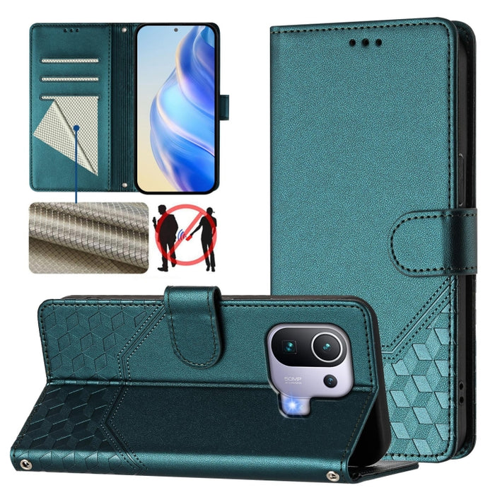 Funda de cuero para teléfono con RFID y estampado en panal, For Xiaomi Poco C40 / Redmi 10C, For Xiaomi Civi 1S, For Xiaomi Poco M4 Pro 4G, For Xiaomi Poco X4 Pro 5G, For Xiaomi Mi 11 Lite / Mi 11 Lite 5G NE, For Xiaomi 11T / 11T Pro                   ...