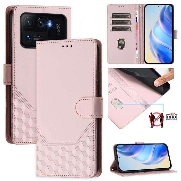 Funda de cuero para teléfono con RFID y estampado en panal, For Xiaomi Poco C40 / Redmi 10C, For Xiaomi Civi 1S, For Xiaomi Poco M4 Pro 4G, For Xiaomi Poco X4 Pro 5G, For Xiaomi Mi 11 Lite / Mi 11 Lite 5G NE, For Xiaomi 11T / 11T Pro                   ...