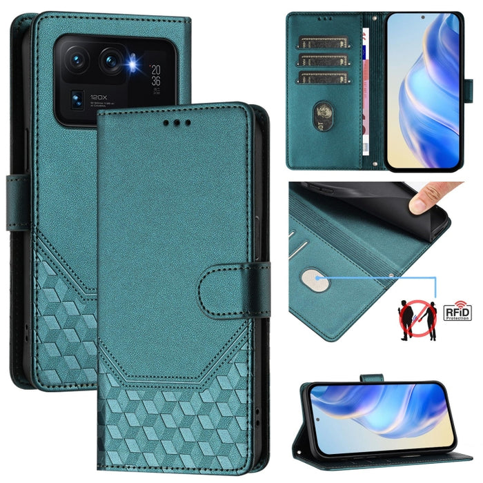 Funda de cuero para teléfono con RFID y estampado en panal, For Xiaomi Poco C40 / Redmi 10C, For Xiaomi Civi 1S, For Xiaomi Poco M4 Pro 4G, For Xiaomi Poco X4 Pro 5G, For Xiaomi Mi 11 Lite / Mi 11 Lite 5G NE, For Xiaomi 11T / 11T Pro                   ...