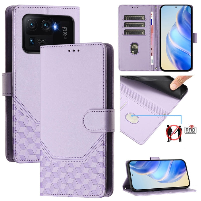 Funda de cuero para teléfono con RFID y estampado en panal, For Xiaomi Poco C40 / Redmi 10C, For Xiaomi Civi 1S, For Xiaomi Poco M4 Pro 4G, For Xiaomi Poco X4 Pro 5G, For Xiaomi Mi 11 Lite / Mi 11 Lite 5G NE, For Xiaomi 11T / 11T Pro                   ...
