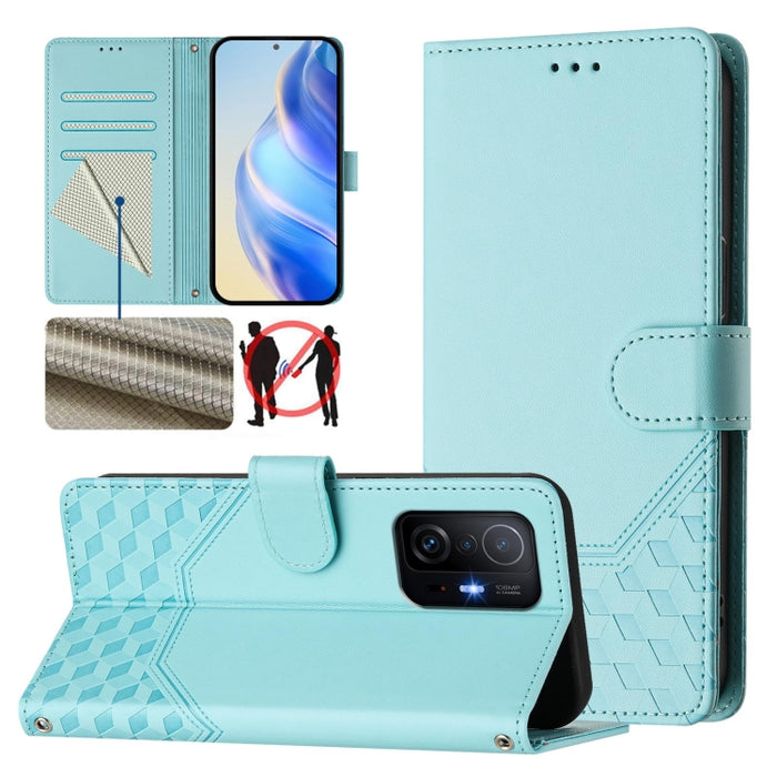Funda de cuero para teléfono con RFID y estampado en panal, For Xiaomi Poco C40 / Redmi 10C, For Xiaomi Civi 1S, For Xiaomi Poco M4 Pro 4G, For Xiaomi Poco X4 Pro 5G, For Xiaomi Mi 11 Lite / Mi 11 Lite 5G NE, For Xiaomi 11T / 11T Pro                   ...