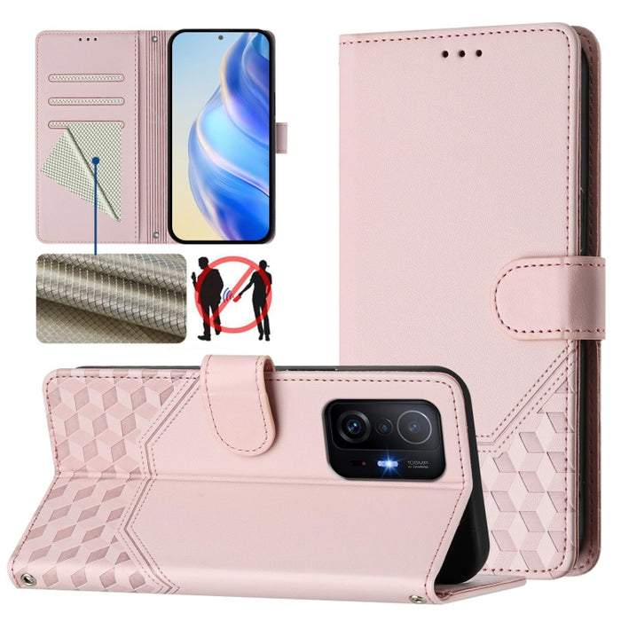 Funda de cuero para teléfono con RFID y estampado en panal, For Xiaomi Poco C40 / Redmi 10C, For Xiaomi Civi 1S, For Xiaomi Poco M4 Pro 4G, For Xiaomi Poco X4 Pro 5G, For Xiaomi Mi 11 Lite / Mi 11 Lite 5G NE, For Xiaomi 11T / 11T Pro                   ...