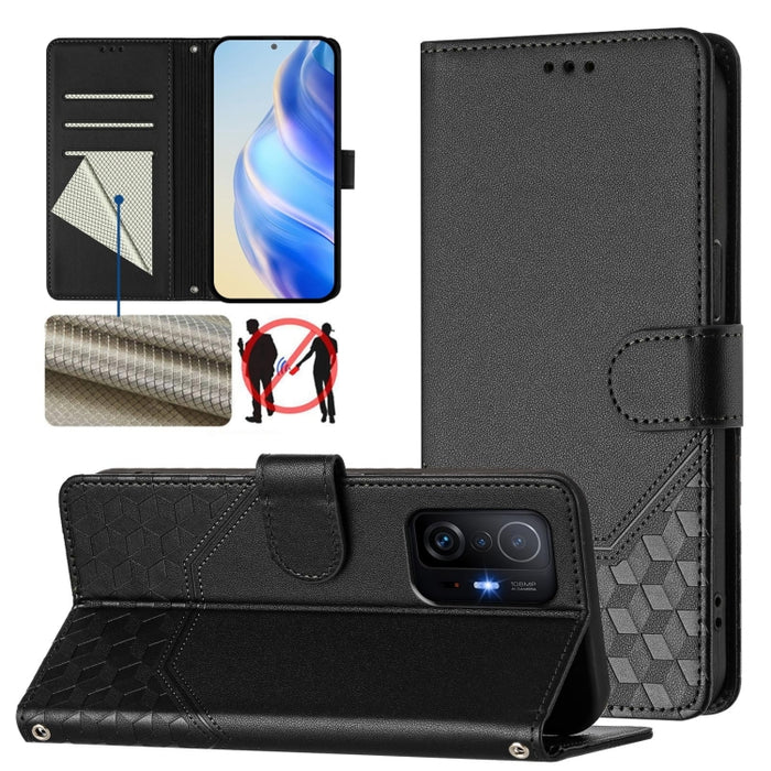 Funda de cuero para teléfono con RFID y estampado en panal, For Xiaomi Poco C40 / Redmi 10C, For Xiaomi Civi 1S, For Xiaomi Poco M4 Pro 4G, For Xiaomi Poco X4 Pro 5G, For Xiaomi Mi 11 Lite / Mi 11 Lite 5G NE, For Xiaomi 11T / 11T Pro                   ...