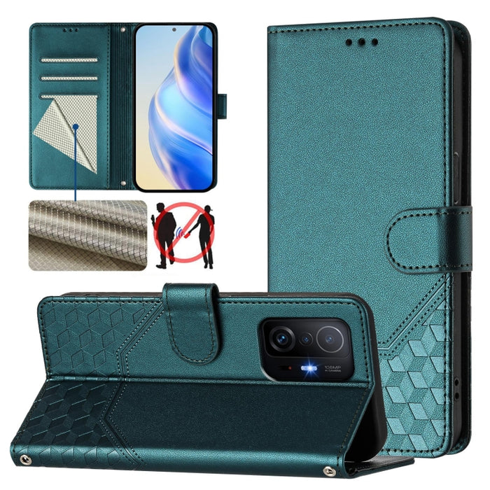 Funda de cuero para teléfono con RFID y estampado en panal, For Xiaomi Poco C40 / Redmi 10C, For Xiaomi Civi 1S, For Xiaomi Poco M4 Pro 4G, For Xiaomi Poco X4 Pro 5G, For Xiaomi Mi 11 Lite / Mi 11 Lite 5G NE, For Xiaomi 11T / 11T Pro                   ...