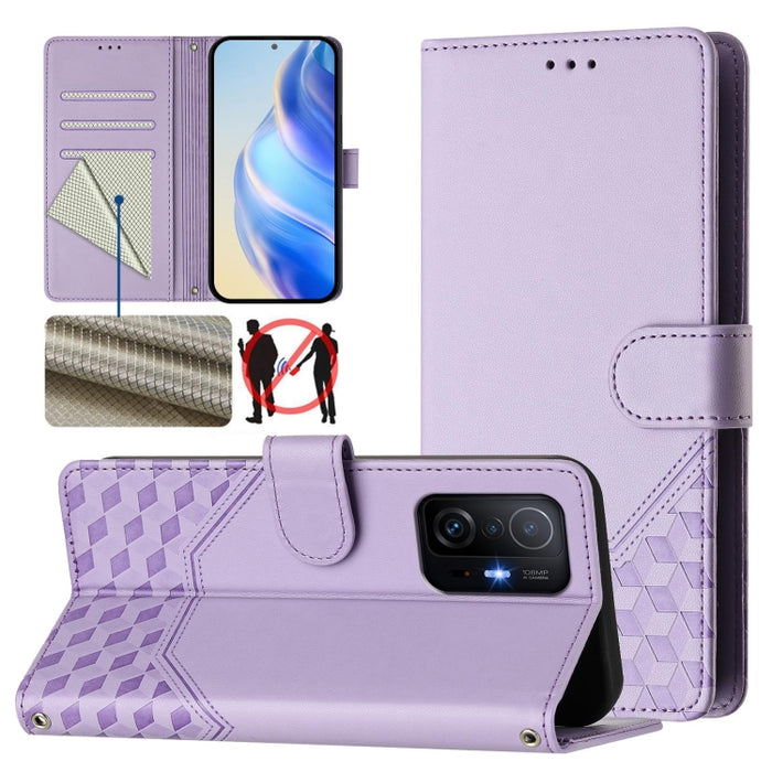 Funda de cuero para teléfono con RFID y estampado en panal, For Xiaomi Poco C40 / Redmi 10C, For Xiaomi Civi 1S, For Xiaomi Poco M4 Pro 4G, For Xiaomi Poco X4 Pro 5G, For Xiaomi Mi 11 Lite / Mi 11 Lite 5G NE, For Xiaomi 11T / 11T Pro                   ...