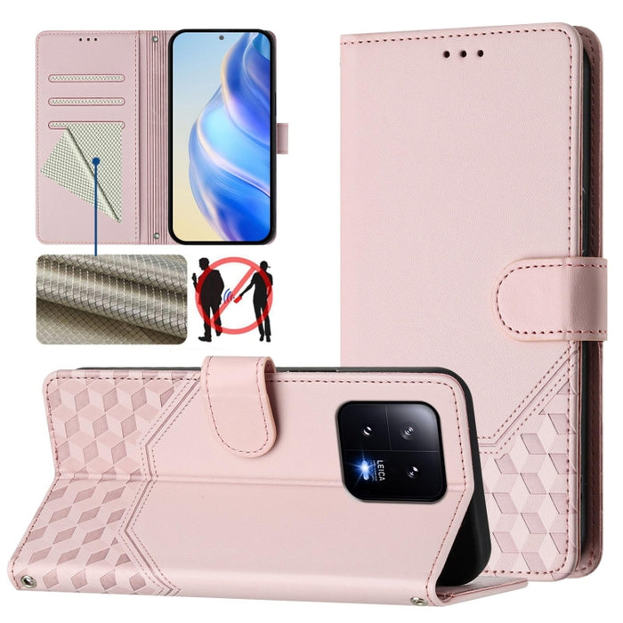 Funda de cuero para teléfono con RFID y estampado en panal, For Xiaomi Poco X6 Neo 5G, For Xiaomi Poco X6 Pro / Redmi K70E, For Xiaomi Poco X6 5G, For Xiaomi 14 Ultra 5G, For Xiaomi 14 Pro 5G, For Xiaomi 14, For Xiaomi Poco F5 / Redmi Note 12 Turbo 5G ...
