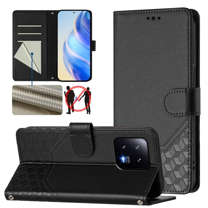 Funda de cuero para teléfono con RFID y estampado en panal, For Xiaomi Poco X6 Neo 5G, For Xiaomi Poco X6 Pro / Redmi K70E, For Xiaomi Poco X6 5G, For Xiaomi 14 Ultra 5G, For Xiaomi 14 Pro 5G, For Xiaomi 14, For Xiaomi Poco F5 / Redmi Note 12 Turbo 5G ...