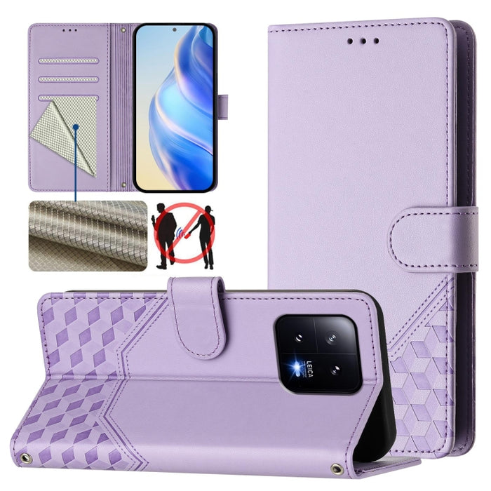 Funda de cuero para teléfono con RFID y estampado en panal, For Xiaomi Poco X6 Neo 5G, For Xiaomi Poco X6 Pro / Redmi K70E, For Xiaomi Poco X6 5G, For Xiaomi 14 Ultra 5G, For Xiaomi 14 Pro 5G, For Xiaomi 14, For Xiaomi Poco F5 / Redmi Note 12 Turbo 5G ...
