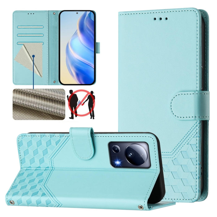 Funda de cuero para teléfono con RFID y estampado en panal, For Xiaomi Poco X6 Neo 5G, For Xiaomi Poco X6 Pro / Redmi K70E, For Xiaomi Poco X6 5G, For Xiaomi 14 Ultra 5G, For Xiaomi 14 Pro 5G, For Xiaomi 14, For Xiaomi Poco F5 / Redmi Note 12 Turbo 5G ...