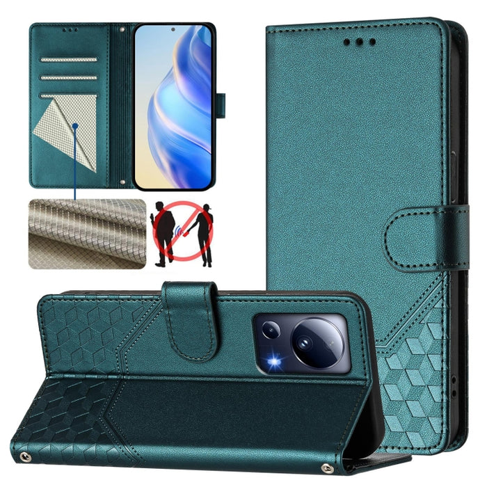 Funda de cuero para teléfono con RFID y estampado en panal, For Xiaomi Poco X6 Neo 5G, For Xiaomi Poco X6 Pro / Redmi K70E, For Xiaomi Poco X6 5G, For Xiaomi 14 Ultra 5G, For Xiaomi 14 Pro 5G, For Xiaomi 14, For Xiaomi Poco F5 / Redmi Note 12 Turbo 5G ...