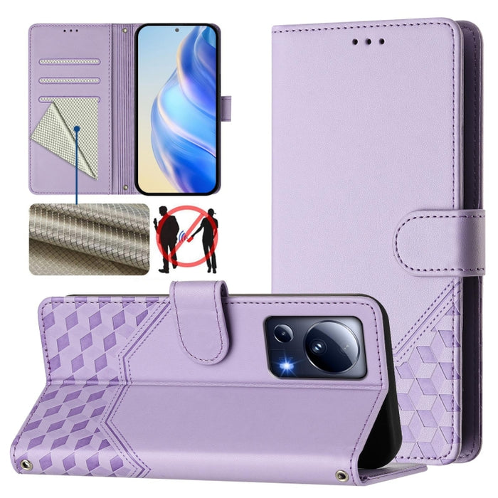 Funda de cuero para teléfono con RFID y estampado en panal, For Xiaomi Poco X6 Neo 5G, For Xiaomi Poco X6 Pro / Redmi K70E, For Xiaomi Poco X6 5G, For Xiaomi 14 Ultra 5G, For Xiaomi 14 Pro 5G, For Xiaomi 14, For Xiaomi Poco F5 / Redmi Note 12 Turbo 5G ...