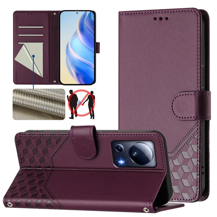 Funda de cuero para teléfono con RFID y estampado en panal, For Xiaomi Poco X6 Neo 5G, For Xiaomi Poco X6 Pro / Redmi K70E, For Xiaomi Poco X6 5G, For Xiaomi 14 Ultra 5G, For Xiaomi 14 Pro 5G, For Xiaomi 14, For Xiaomi Poco F5 / Redmi Note 12 Turbo 5G ...