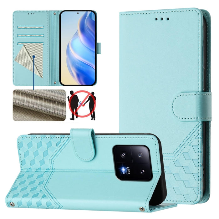 Funda de cuero para teléfono con RFID y estampado en panal, For Xiaomi Poco X6 Neo 5G, For Xiaomi Poco X6 Pro / Redmi K70E, For Xiaomi Poco X6 5G, For Xiaomi 14 Ultra 5G, For Xiaomi 14 Pro 5G, For Xiaomi 14, For Xiaomi Poco F5 / Redmi Note 12 Turbo 5G ...