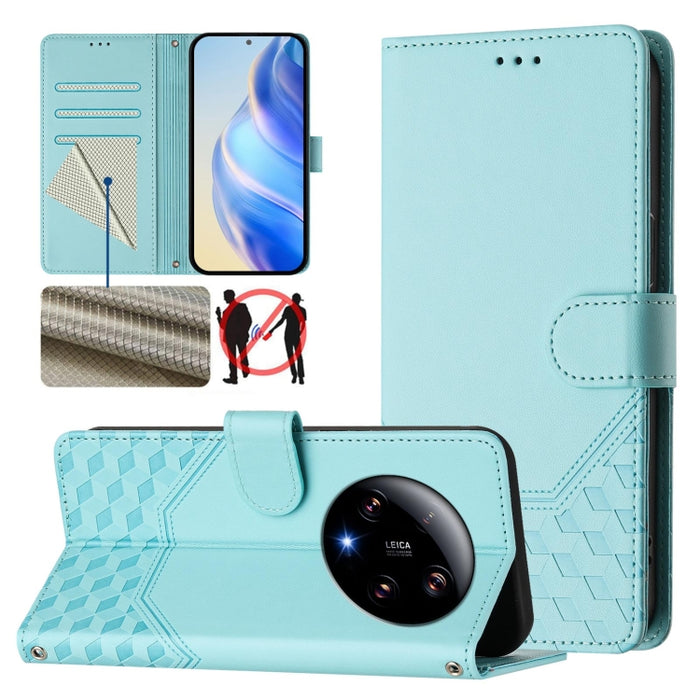 Funda de cuero para teléfono con RFID y estampado en panal, For Xiaomi Poco X6 Neo 5G, For Xiaomi Poco X6 Pro / Redmi K70E, For Xiaomi Poco X6 5G, For Xiaomi 14 Ultra 5G, For Xiaomi 14 Pro 5G, For Xiaomi 14, For Xiaomi Poco F5 / Redmi Note 12 Turbo 5G ...