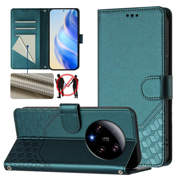 Funda de cuero para teléfono con RFID y estampado en panal, For Xiaomi Poco X6 Neo 5G, For Xiaomi Poco X6 Pro / Redmi K70E, For Xiaomi Poco X6 5G, For Xiaomi 14 Ultra 5G, For Xiaomi 14 Pro 5G, For Xiaomi 14, For Xiaomi Poco F5 / Redmi Note 12 Turbo 5G ...