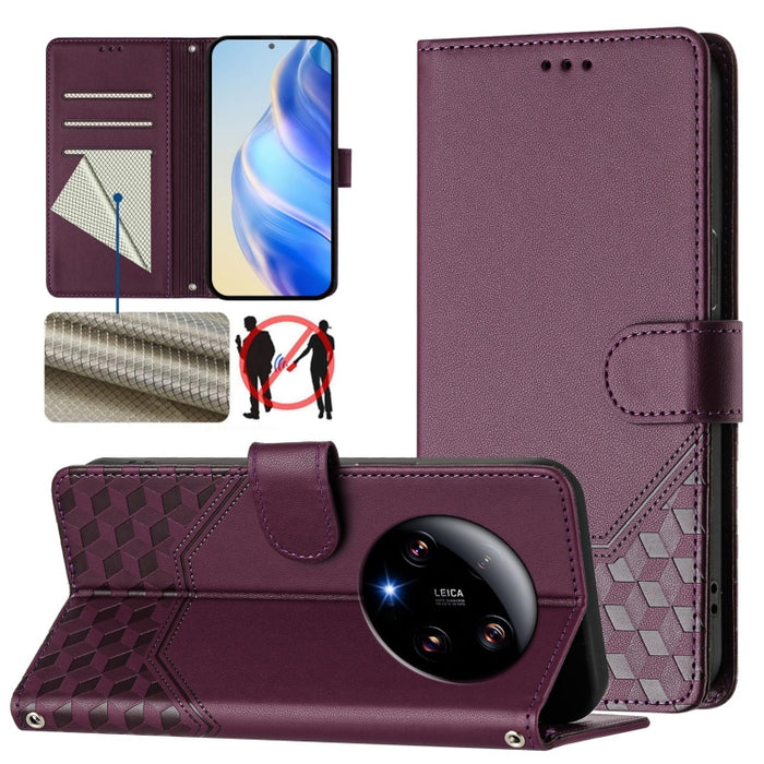 Funda de cuero para teléfono con RFID y estampado en panal, For Xiaomi Poco X6 Neo 5G, For Xiaomi Poco X6 Pro / Redmi K70E, For Xiaomi Poco X6 5G, For Xiaomi 14 Ultra 5G, For Xiaomi 14 Pro 5G, For Xiaomi 14, For Xiaomi Poco F5 / Redmi Note 12 Turbo 5G ...