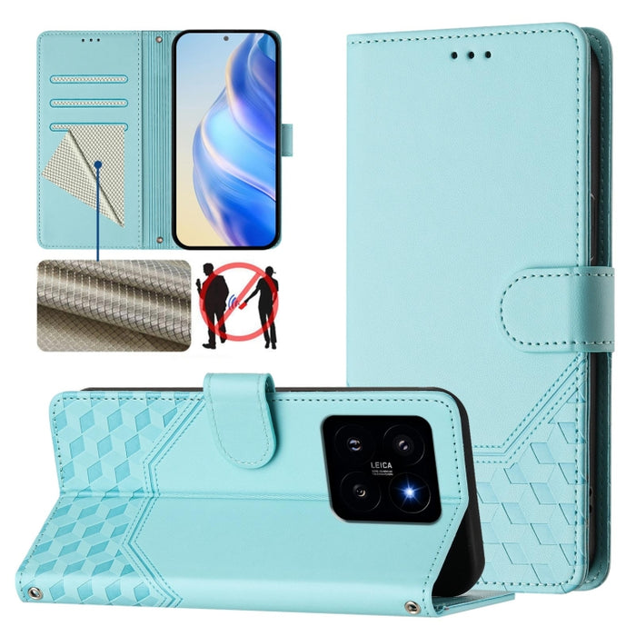 Funda de cuero para teléfono con RFID y estampado en panal, For Xiaomi Poco X6 Neo 5G, For Xiaomi Poco X6 Pro / Redmi K70E, For Xiaomi Poco X6 5G, For Xiaomi 14 Ultra 5G, For Xiaomi 14 Pro 5G, For Xiaomi 14, For Xiaomi Poco F5 / Redmi Note 12 Turbo 5G ...