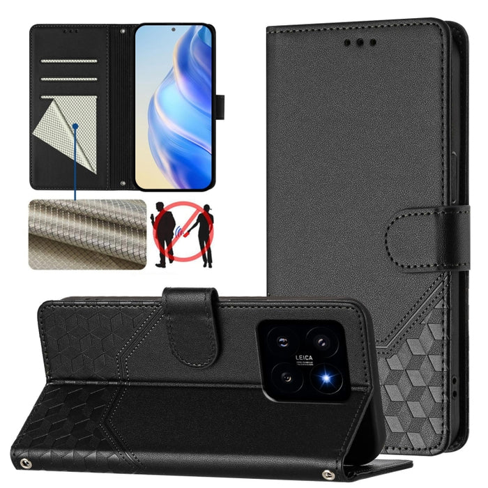 Funda de cuero para teléfono con RFID y estampado en panal, For Xiaomi Poco X6 Neo 5G, For Xiaomi Poco X6 Pro / Redmi K70E, For Xiaomi Poco X6 5G, For Xiaomi 14 Ultra 5G, For Xiaomi 14 Pro 5G, For Xiaomi 14, For Xiaomi Poco F5 / Redmi Note 12 Turbo 5G ...