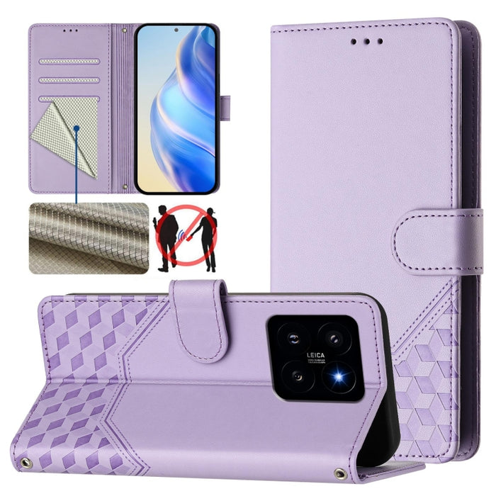 Funda de cuero para teléfono con RFID y estampado en panal, For Xiaomi Poco X6 Neo 5G, For Xiaomi Poco X6 Pro / Redmi K70E, For Xiaomi Poco X6 5G, For Xiaomi 14 Ultra 5G, For Xiaomi 14 Pro 5G, For Xiaomi 14, For Xiaomi Poco F5 / Redmi Note 12 Turbo 5G ...