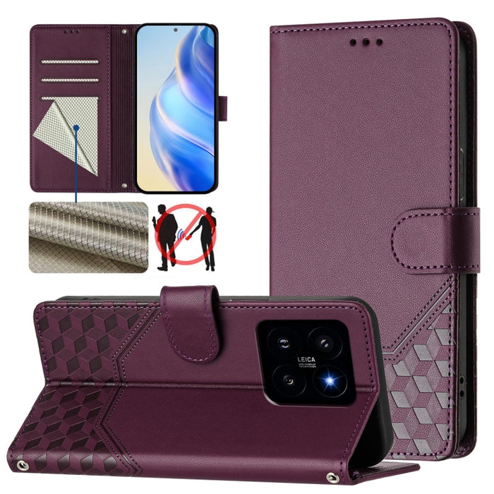 Funda de cuero para teléfono con RFID y estampado en panal, For Xiaomi Poco X6 Neo 5G, For Xiaomi Poco X6 Pro / Redmi K70E, For Xiaomi Poco X6 5G, For Xiaomi 14 Ultra 5G, For Xiaomi 14 Pro 5G, For Xiaomi 14, For Xiaomi Poco F5 / Redmi Note 12 Turbo 5G ...