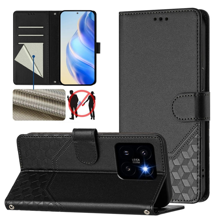 Funda de cuero para teléfono con RFID y estampado en panal, For Xiaomi Poco X6 Neo 5G, For Xiaomi Poco X6 Pro / Redmi K70E, For Xiaomi Poco X6 5G, For Xiaomi 14 Ultra 5G, For Xiaomi 14 Pro 5G, For Xiaomi 14, For Xiaomi Poco F5 / Redmi Note 12 Turbo 5G ...