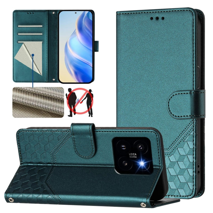 Funda de cuero para teléfono con RFID y estampado en panal, For Xiaomi Poco X6 Neo 5G, For Xiaomi Poco X6 Pro / Redmi K70E, For Xiaomi Poco X6 5G, For Xiaomi 14 Ultra 5G, For Xiaomi 14 Pro 5G, For Xiaomi 14, For Xiaomi Poco F5 / Redmi Note 12 Turbo 5G ...