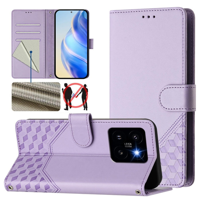Funda de cuero para teléfono con RFID y estampado en panal, For Xiaomi Poco X6 Neo 5G, For Xiaomi Poco X6 Pro / Redmi K70E, For Xiaomi Poco X6 5G, For Xiaomi 14 Ultra 5G, For Xiaomi 14 Pro 5G, For Xiaomi 14, For Xiaomi Poco F5 / Redmi Note 12 Turbo 5G ...