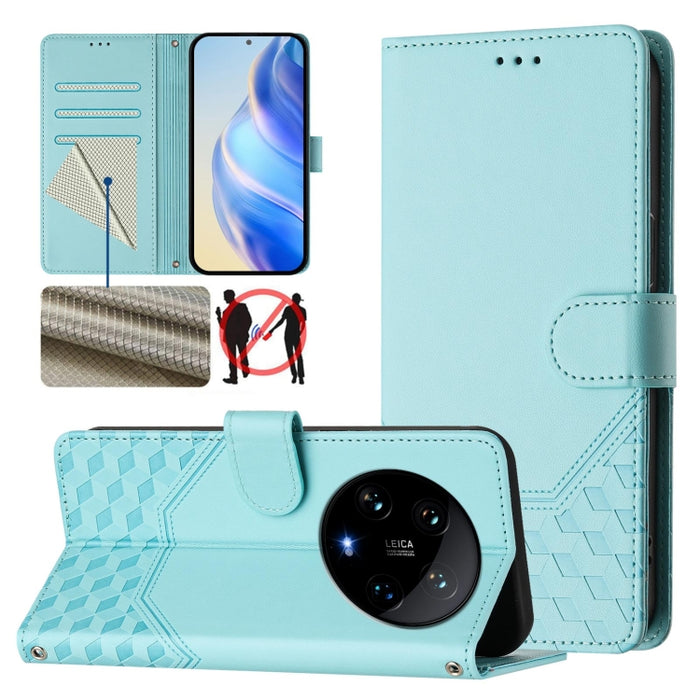 Funda de cuero para teléfono con RFID y estampado en panal, For Xiaomi Poco X6 Neo 5G, For Xiaomi Poco X6 Pro / Redmi K70E, For Xiaomi Poco X6 5G, For Xiaomi 14 Ultra 5G, For Xiaomi 14 Pro 5G, For Xiaomi 14, For Xiaomi Poco F5 / Redmi Note 12 Turbo 5G ...
